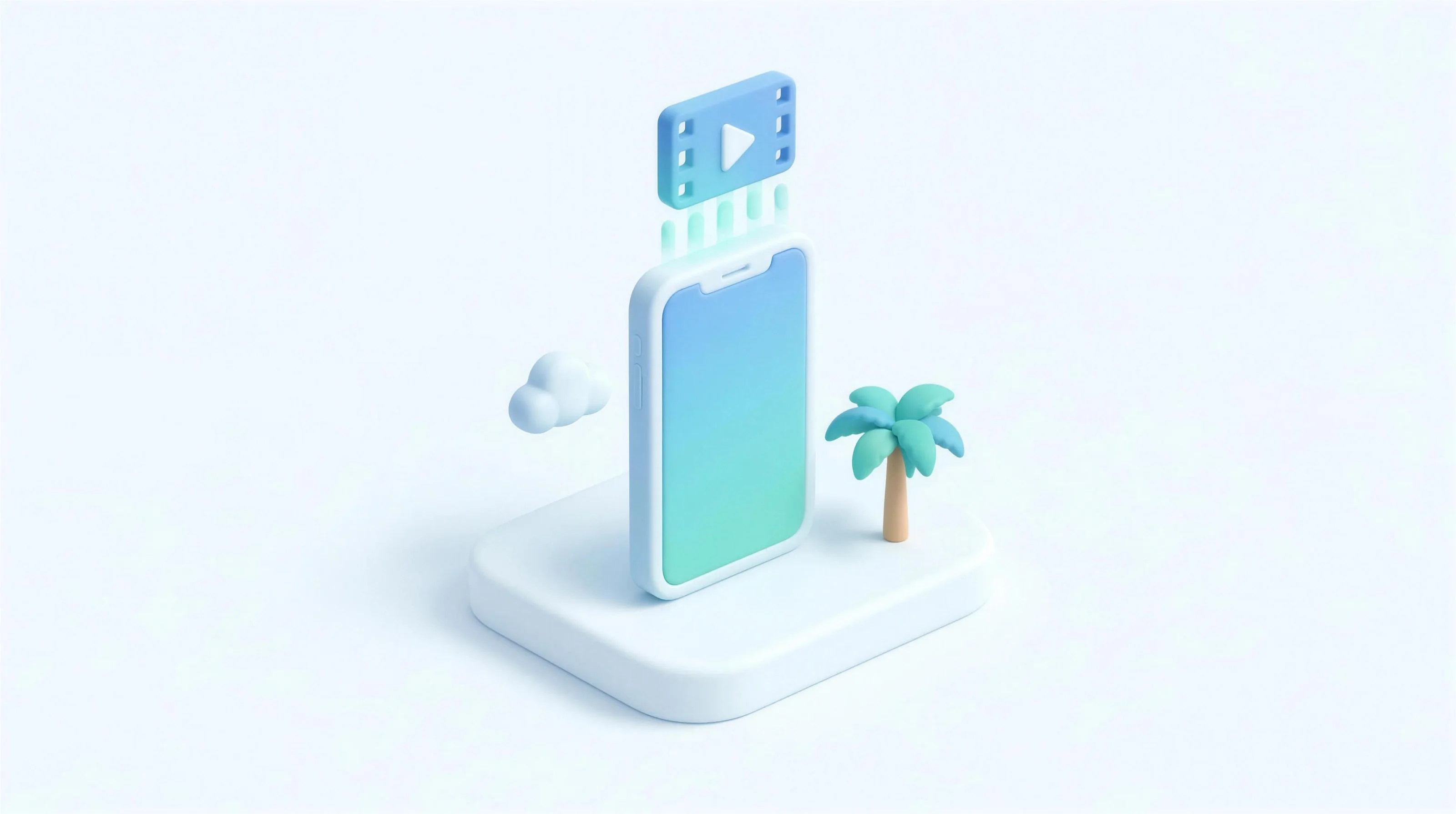 A phone held up with a video clip hovering just above the screen.